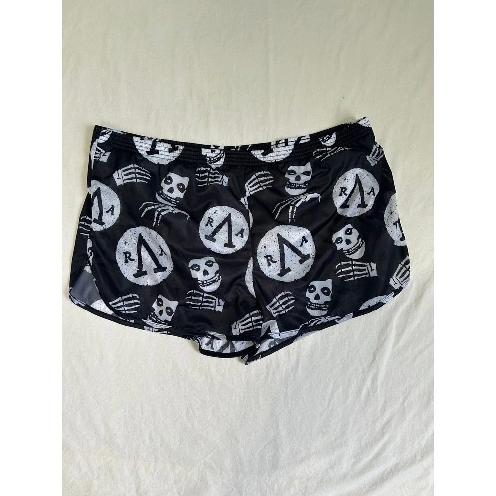 Rogue American Apparel RAA Skull Skeleton Training Shorts Mens XXL Black White